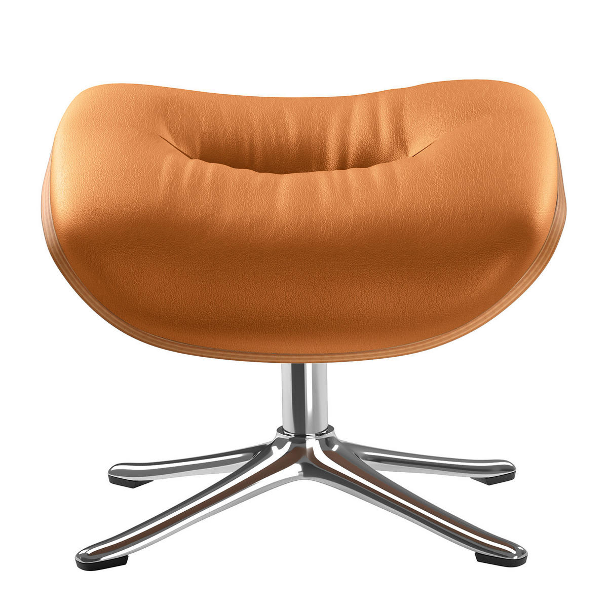 POLSTERHOCKER - Chromfarben/Cognac, Leder/Metall (44/39/42cm) - home24