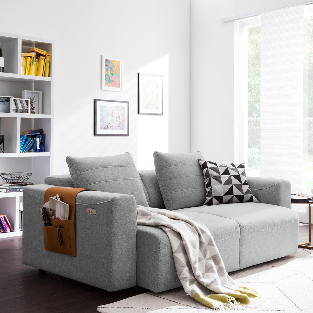 2,5-SITZER SOFA - Webstoff - Multicolor/Hellgrau, Textil (199/83/100cm) - home24