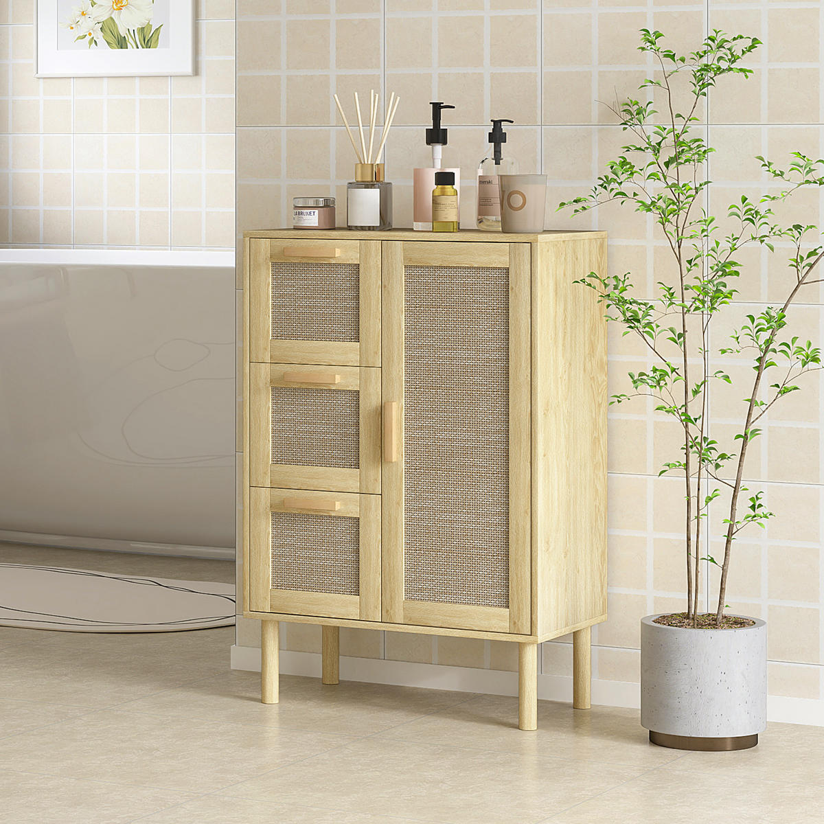 BADEZIMMERSCHRANK DE-17318 - Eichefarben, Holzwerkstoff (30/82/55cm) - ComfortXL