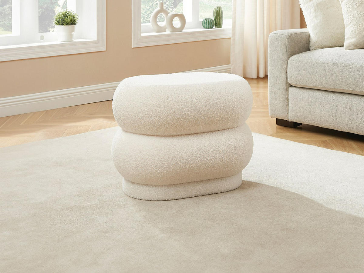 SITZHOCKER - 1 Person - Stoff - Weiß - LECINIO - Weiß, Textil (60/40/46cm) - Vente-Unique