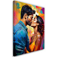 WANDBILD weiblich männlich liebeskuss - Multicolor, Textil (40/60cm) - Feeby