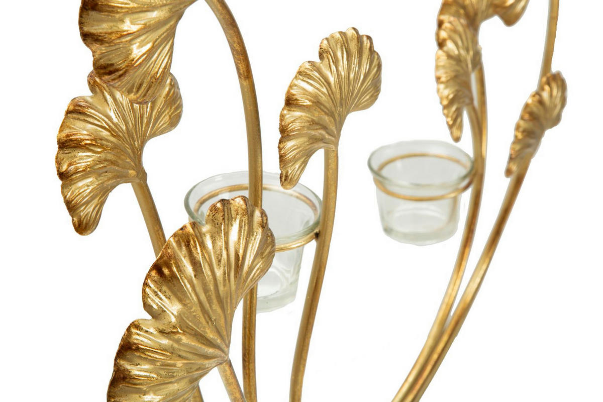 KERZENHALTER Glam Iris, goldfarben und schwarz, Eisen und Glas, 50 x 12 x 55 cm - Goldfarben/Schwarz, Glas/Metall (50/55/12cm) - Mauro Ferretti
