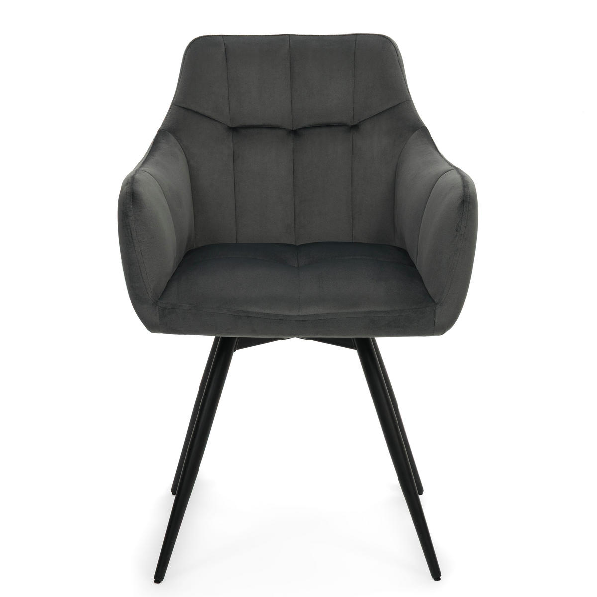 STUHL FANO drehbar gepolsterter mit Steppung - grau - Velour - Schwarz/Grau, Textil/Metall (58/83/59cm) - NEW HOME