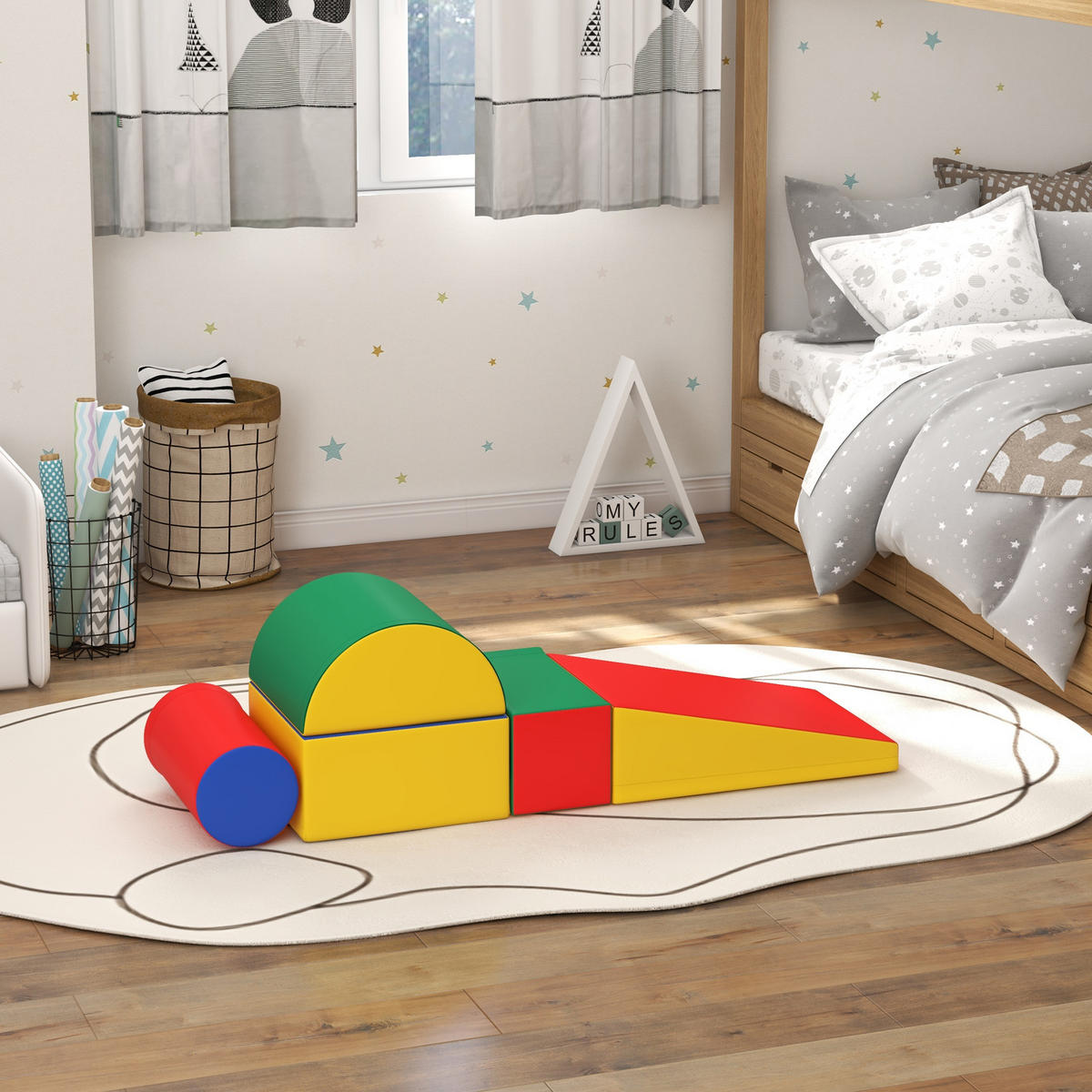 BAUSTEINSET - Gelb/Rot, Kunststoff (40.6/20.3/40.6cm) - HOMCOM