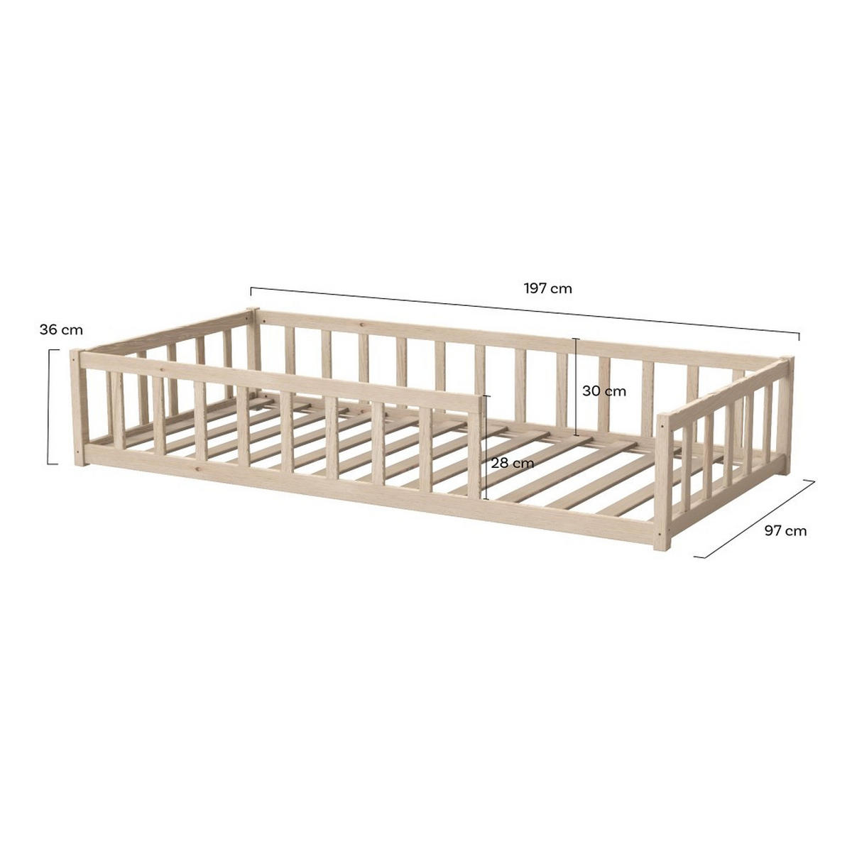 KINDERBETT NINO MIT LATTENROST/ Kinderbett 90x190 - Naturholz - Naturfarben, Holz (90/190cm) - Weber Industries