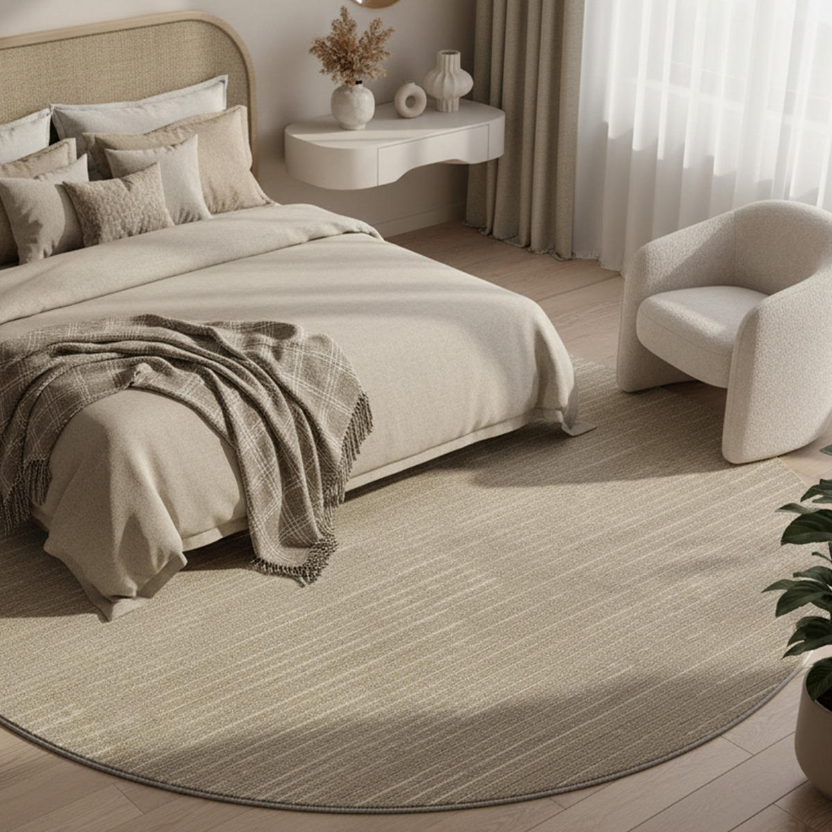 GLANZEFFEKT-TEPPICH Grün Ø155 cm - Grün, Textil (155/155cm) - Tesso Living