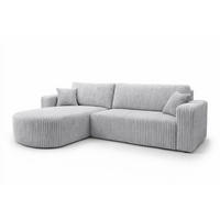 ECKSOFA Mit Schlaffunktion, Cordstoff Tilia, Grau, Links, ROUND ONE XL - Grau, Holz (271/175cm) - Kaiser Möbel