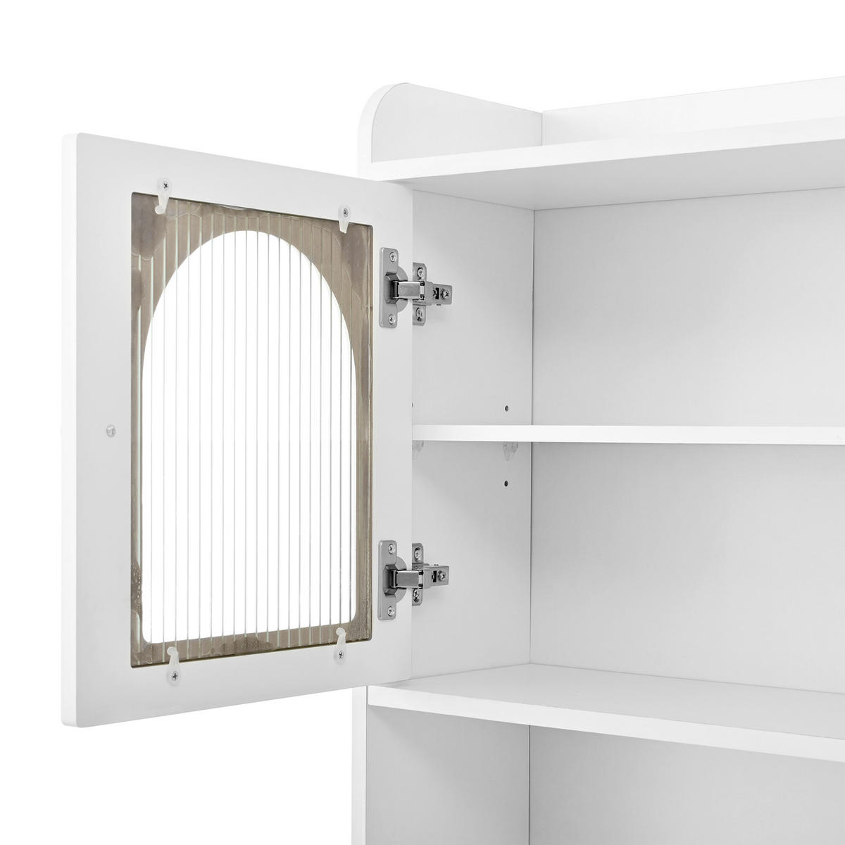 BUFFET 120x40x190 cm Weiß mit Fluted Glas & Lochplatte - Weiß, Holzwerkstoff (40/190/120cm) - Modfu