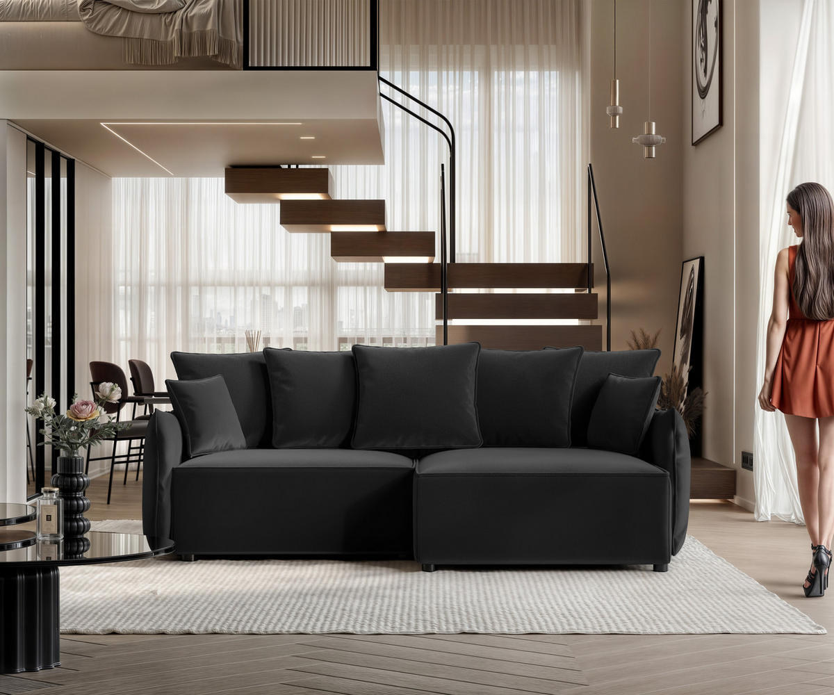 ECKSOFA LEON mit Schlaffunktion und Bettkasten Anthrazit - Anthrazit, Holzwerkstoff/Kunststoff (250/90cm) - Idohome