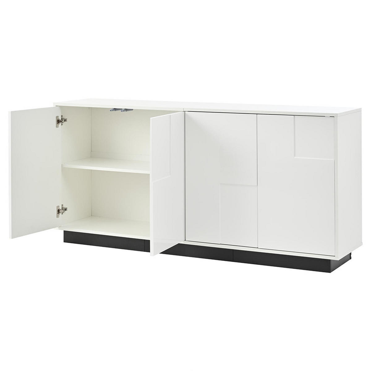 SIDEBOARD 160 x 37 x 75.5 cm mit 4 Türen,Weiß - Weiß, Holzwerkstoff (37/75.5/160cm) - KOMHTOM