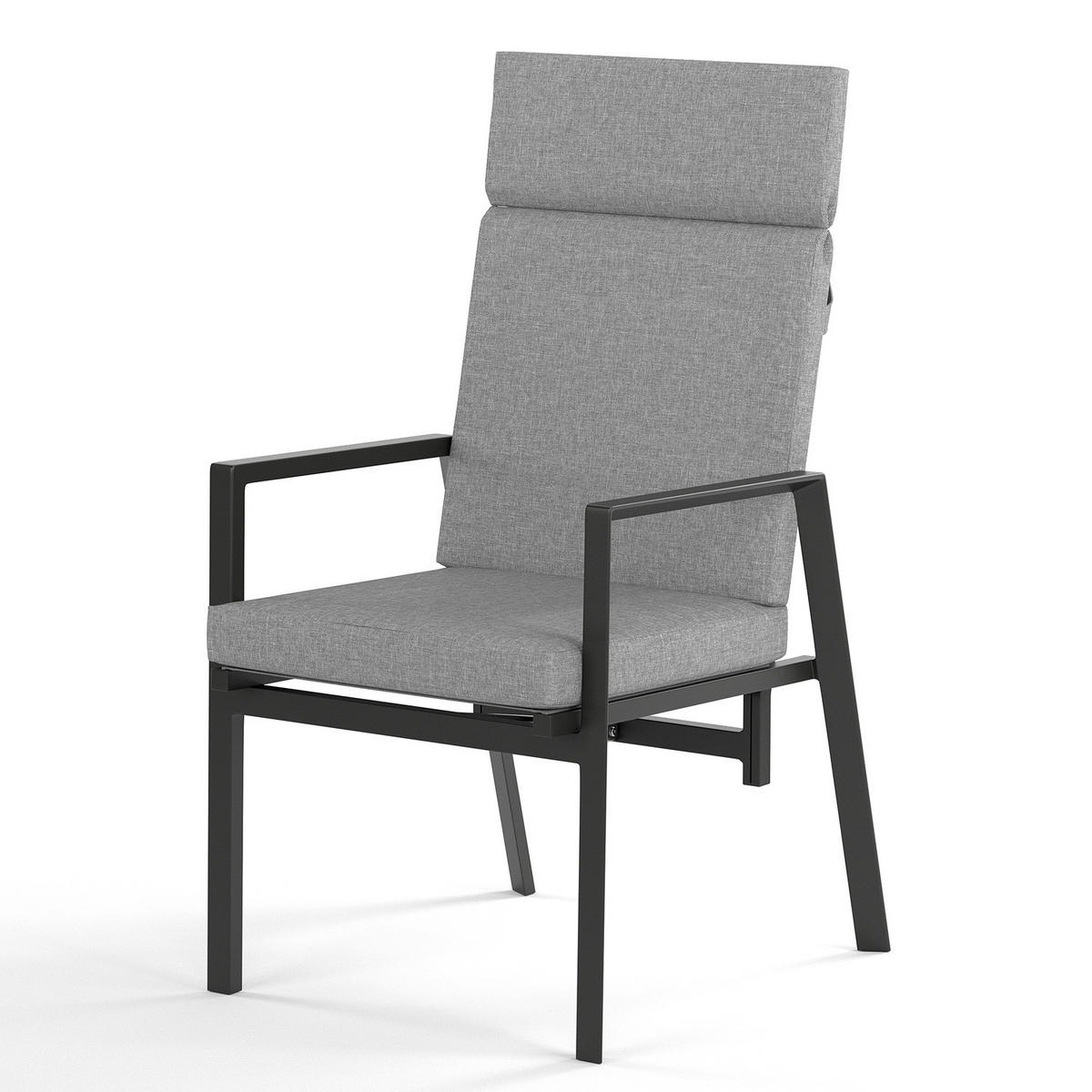 GARTENESSGRUPPE - 7-teilig - Aluminium / Polyester - Anthrazit / Grau - Anthrazit, Glas/Textil - home24