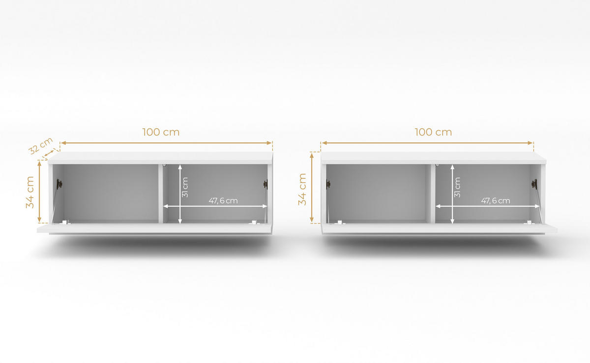 LOWBOARD Loriano 2x100 Beige Kaschmir 200/34/32 cm – TV Schrank - Beige, Holzwerkstoff/Kunststoff (200/34/32cm) - AX Living