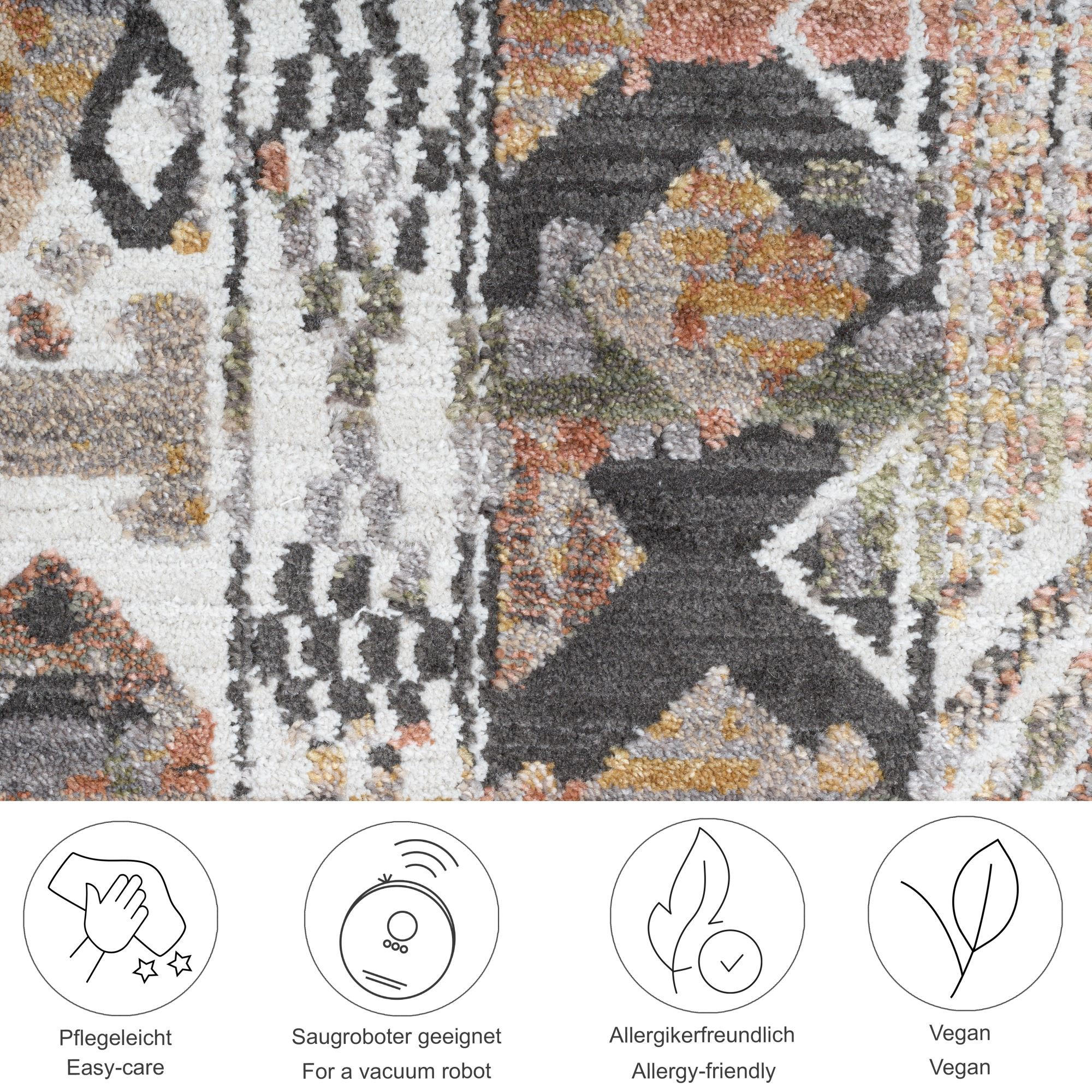 Thumbnail - Gino Falcone Flachwebeteppich, Beige, Textil, Vintage, Rechteckig, 160x230 cm, Oeko-Tex®, für Fußbodenheizung geeignet, ...