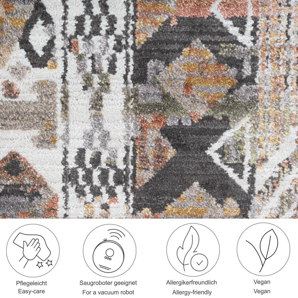 Thumbnail - Gino Falcone Flachwebeteppich, Beige, Textil, Vintage, Rechteckig, 60x130 cm, Oeko-Tex®, für Fußbodenheizung geeignet, i...