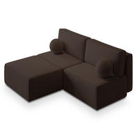 ROHOVÁ SEDAČKA VARNA hnědá - šedá/hnědá, dřevo/textil (196/158cm) - MASSENO