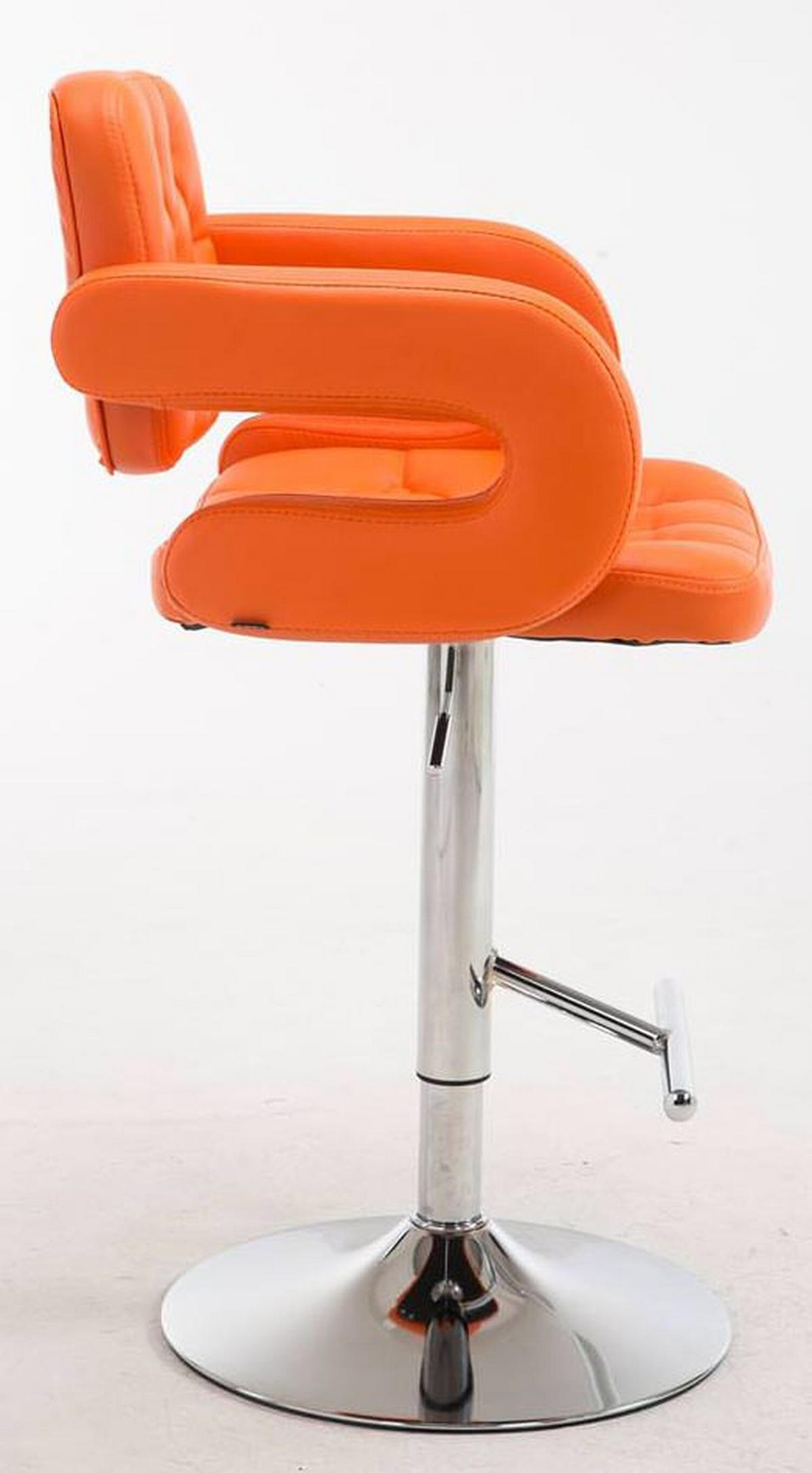 BARHOCKER Dubai, 2er Set, Gestell Metall in Chromoptik, Kunstleder Orange - Chromfarben/Orange, Kunststoff/Textil (52/100/55cm) - TPFLiving