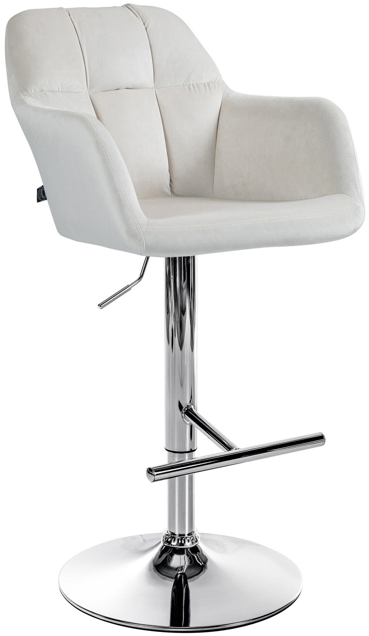 BARHOCKER Nardo Samt chrom creme - Chromfarben/Naturfarben, Textil/Metall (57/118/59cm) - TPFLiving
