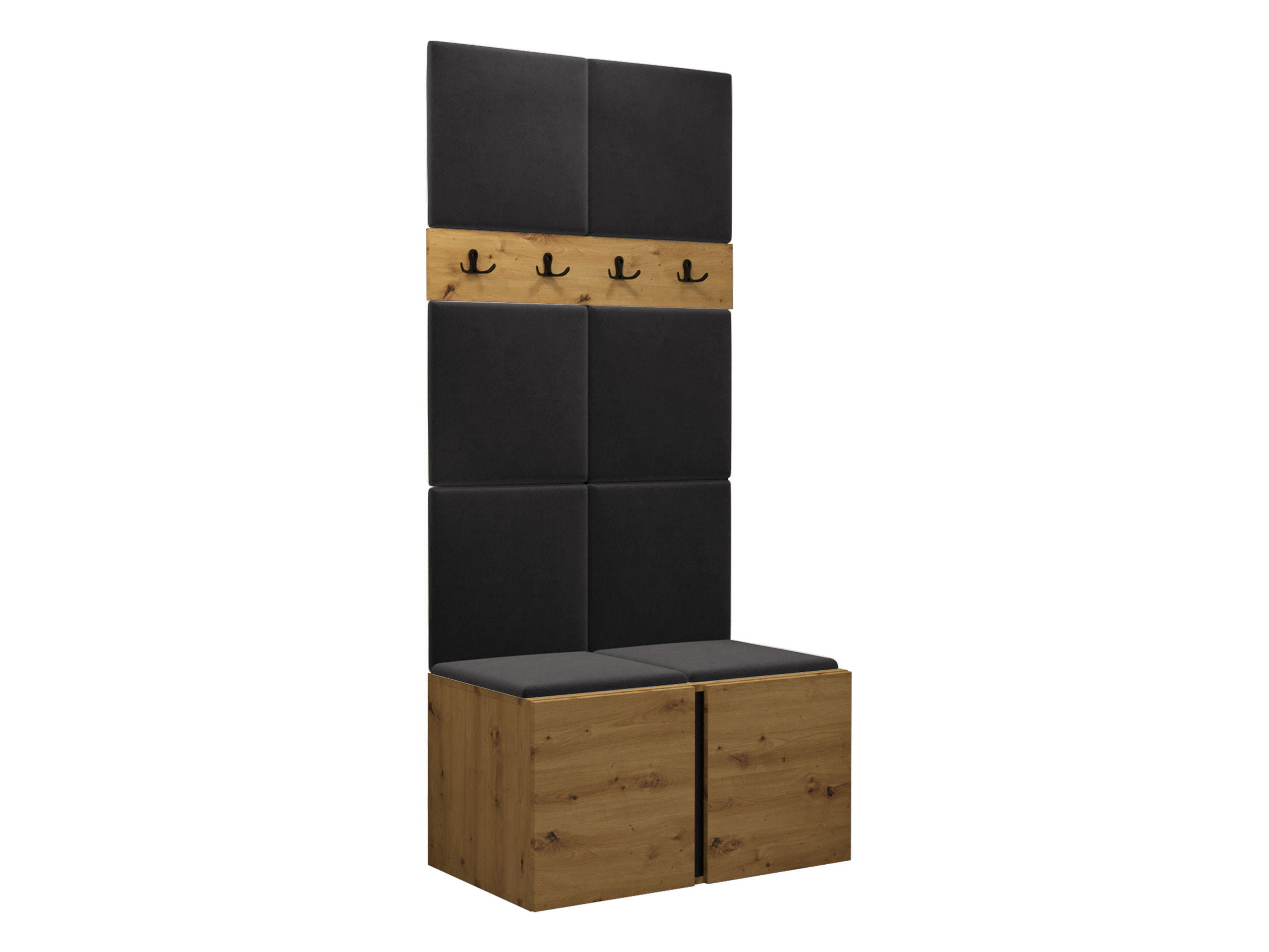 GARDEROBEN-SET Orion IV - Anthrazit/Eiche Artisan, Holzwerkstoff/Kunststoff (84/186/46cm) - MIRJAN24