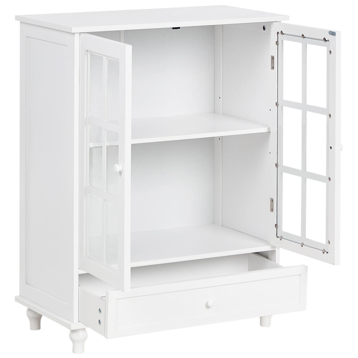 SIDEBOARD se skleněnými dveřmi 71 cm Bílý Carlet - bílá, kompozitní dřevo (71/93/38cm) - Beliani