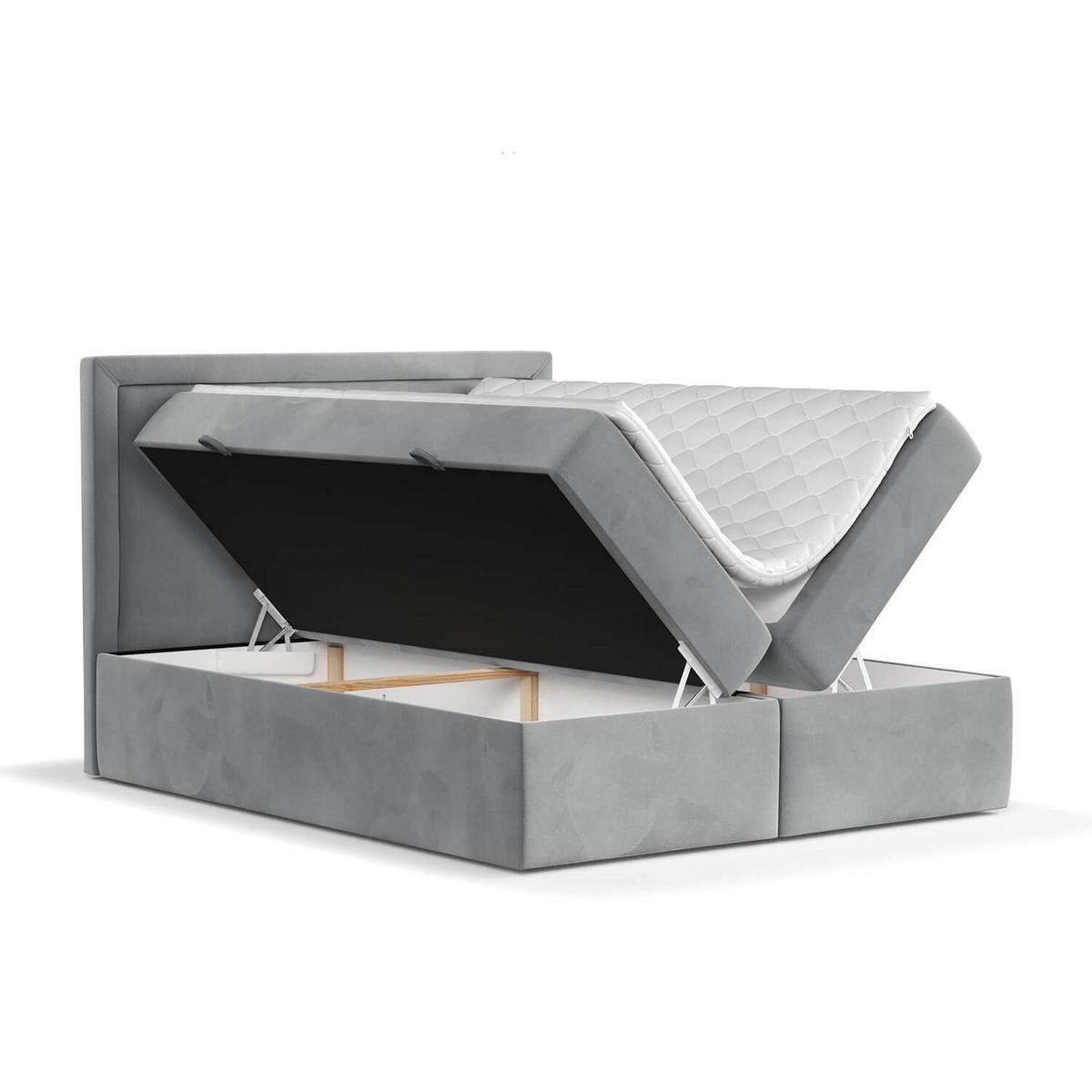 BOXBETT Jodan 140/200 cm Grau im Magic Velvet Stoff - Schwarz/Grau, Holz/Holzwerkstoff (140/200cm) - AltaBeds