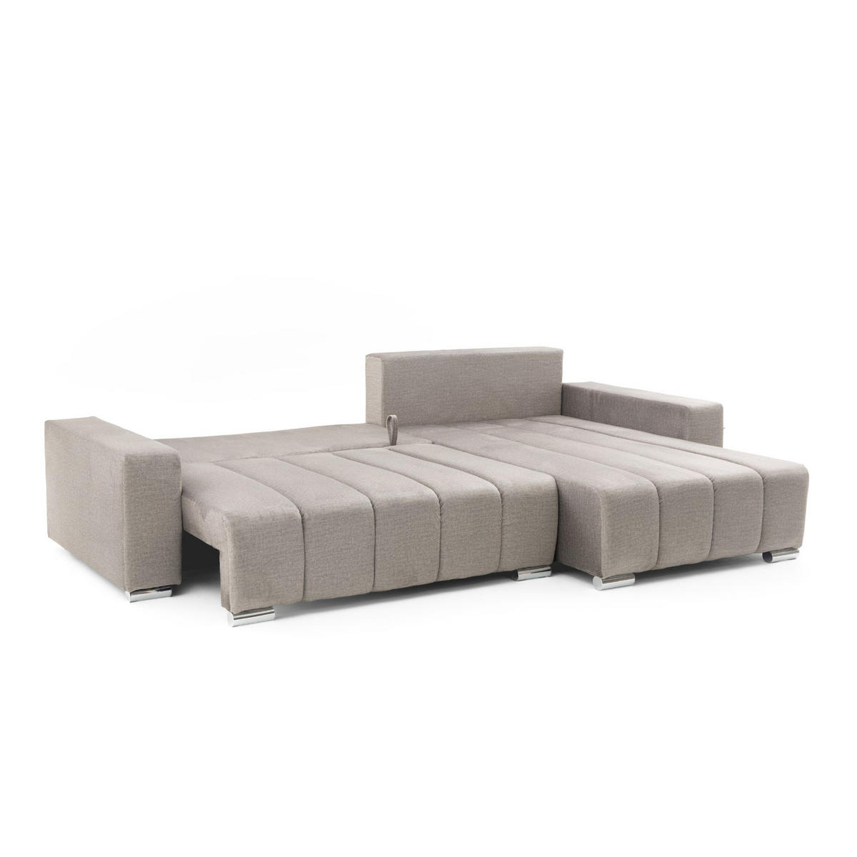 ECKSOFA Piano L Rechts mit Schlaffunktion 137x234 Velours Taupe - Taupe/Silberfarben, Holz/Textil (178/278cm) - Muffo