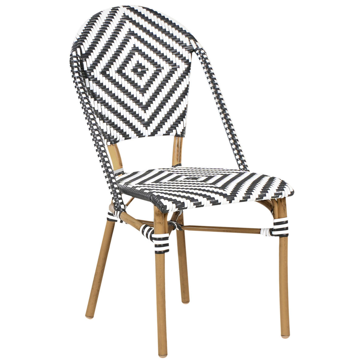 STUHL 4er-Set PE Rattan schwarz/weiß Rifreddo - Schwarz/Weiß, Kunststoff (46/88/55cm) - Beliani