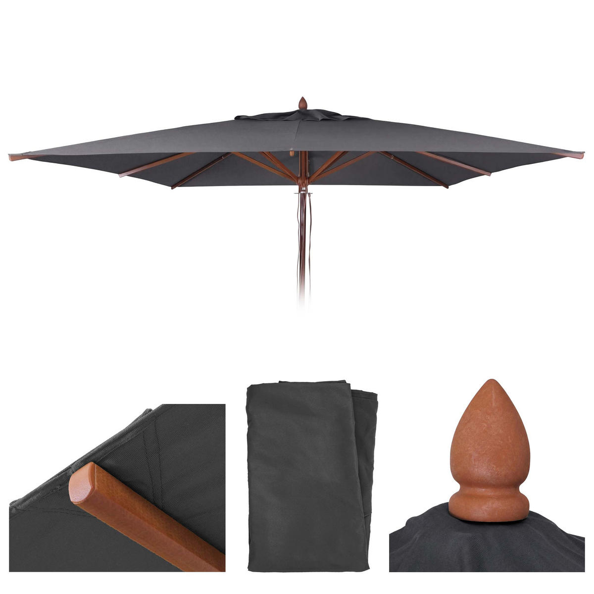 SCHIRMBEZUG C57B Anthrazit - Anthrazit, Textil (300/300cm) - MCW