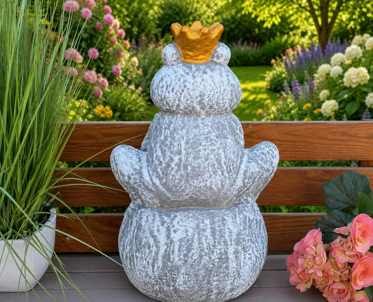 STEINFIGUR Froschkönig auf Kugel aus Steinguss frostfest wetterfest - Grau, Stein (24/41/20cm) - stoneandstyle