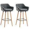 BARHOCKER Grande, 2er Set, Gestell Holz, Kunstleder Grau - Braun/Grau, Holz/Kunststoff (55/99/46cm) - TPFLiving