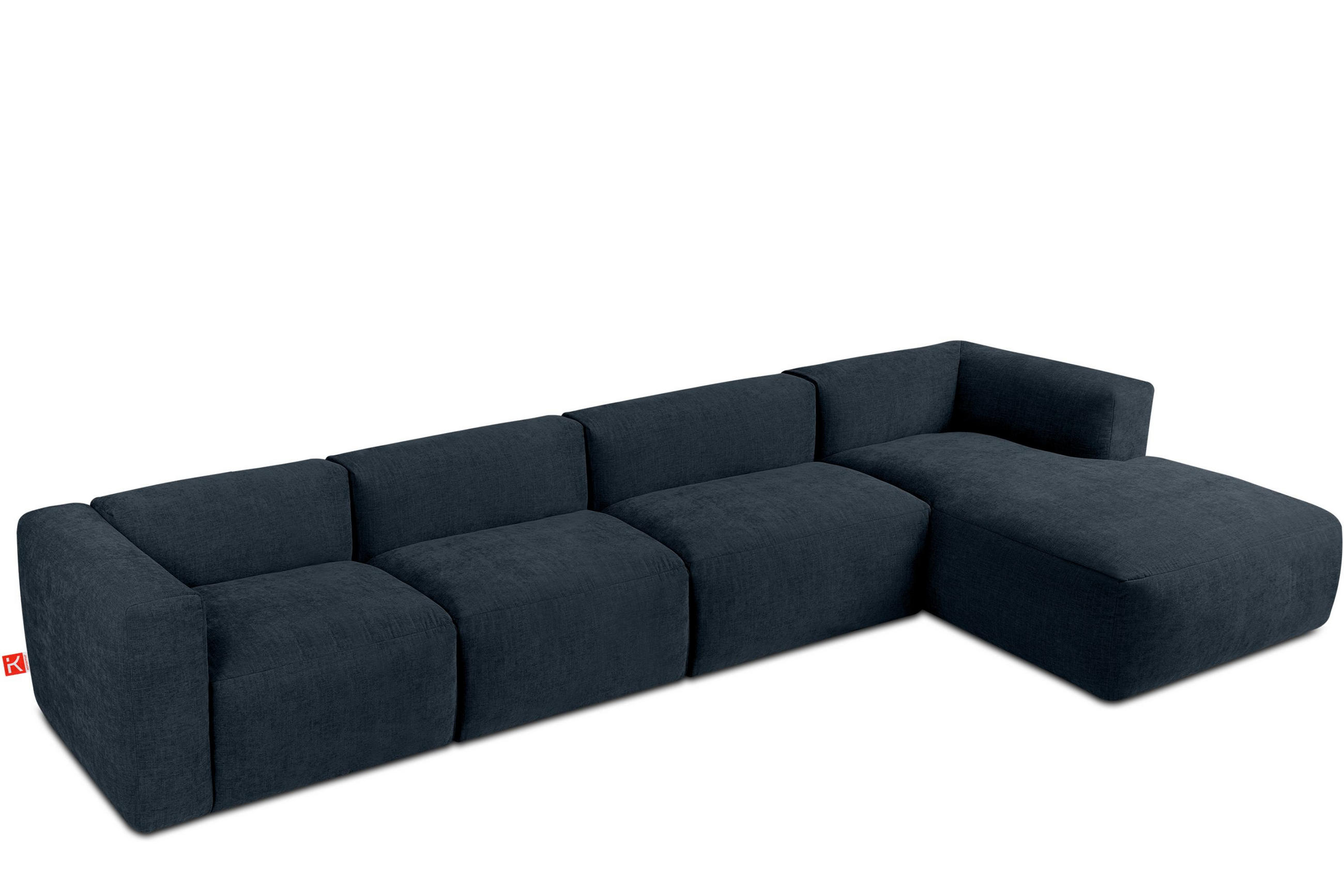 ECKMODULSOFA-RECHTS BUFFO 6-Sitzer mit extrem weicher Sitzfläche, Gewebestoff, dunkelblau - Dunkelblau, Textil (377/180cm) - KONSIMO®