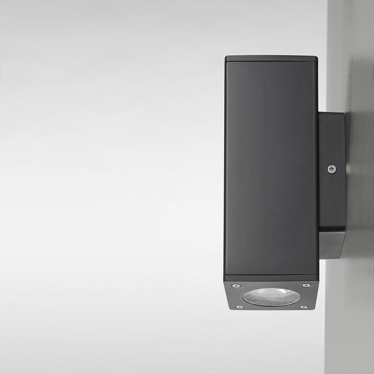 LED AUSSENWANDLEUCHTE Edelstahl Anthrazit 2-flammig - Anthrazit, Metall (9.9/7.6/18.6cm)