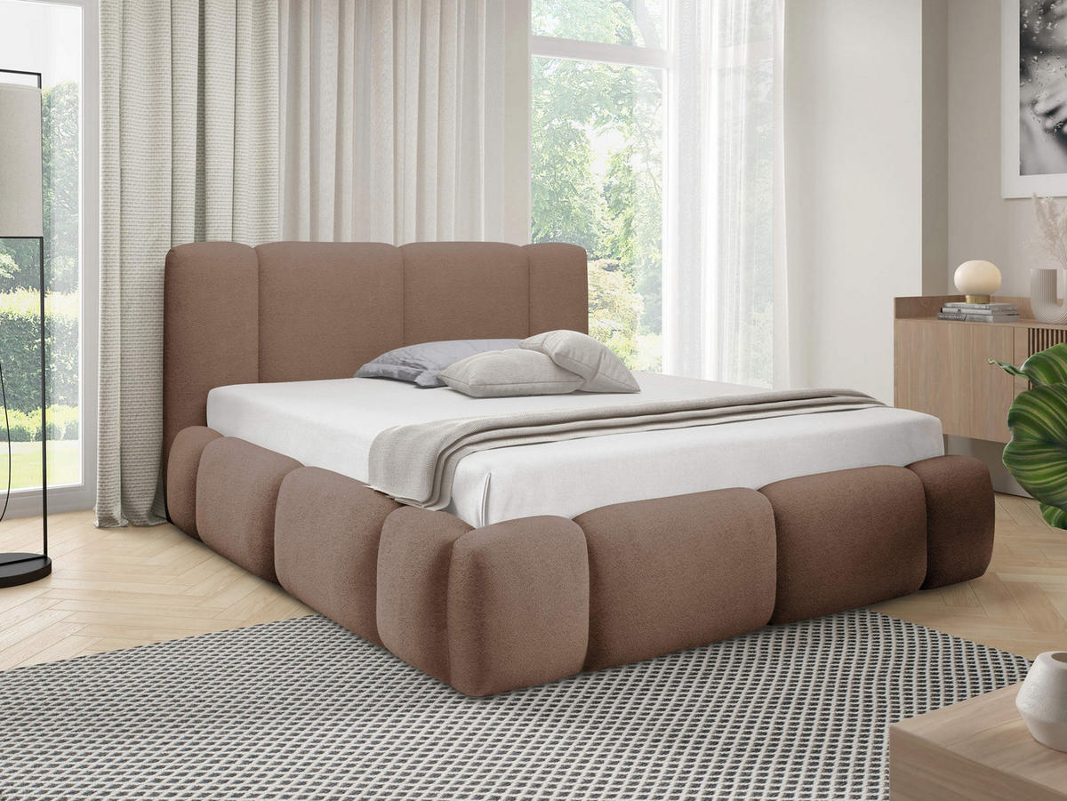 POLSTERBETT Bianco Boucle - Braun, Holz/Textil (120/200cm) - MIRJAN24