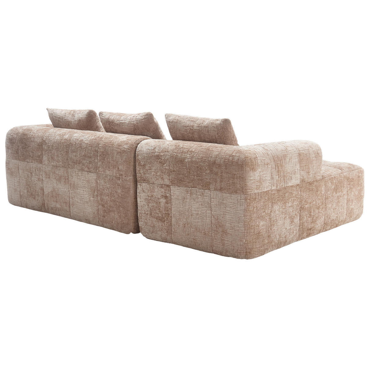 ECKSOFA L-Form 3-Sitzer mit Chaiselongue und Armlehnen Chenille khaki 250/158/60 cm - Naturfarben, Textil (250/158cm) - OKWISH