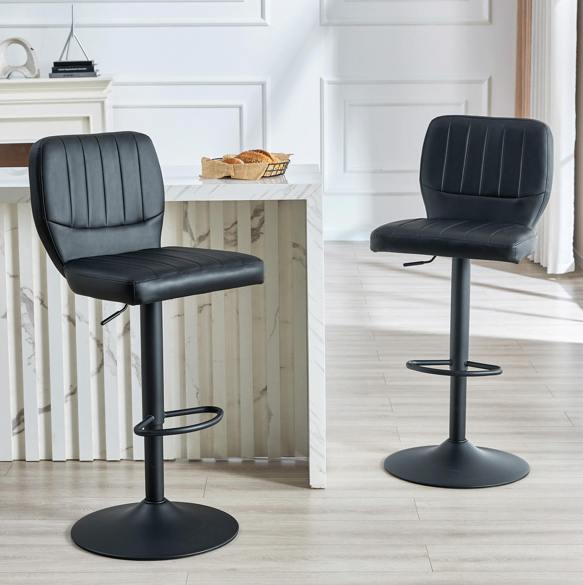 BARHOCKER höhenverstellbar 62-83 cm Schwarz - Schwarz, Metall (45/114/52cm) - Meubliv