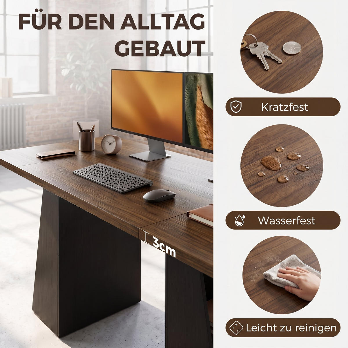SCHREIBTISCH Braun 78.0/140.0/75.0 cm - Braun, Holzwerkstoff (78/140/75cm)
