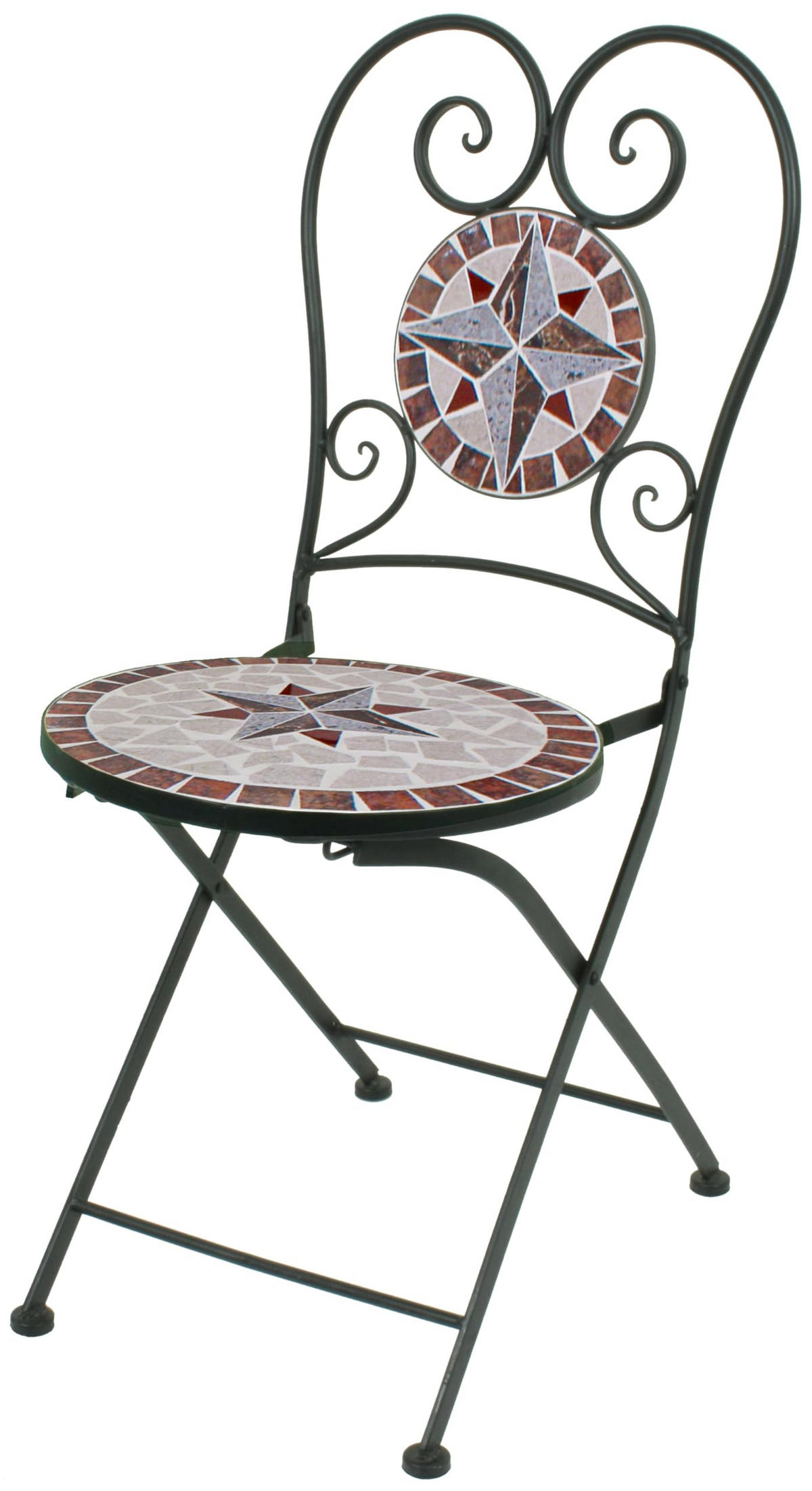 BALKONMÖBEL-SET Robert 3-teilig Mosaik Hellbgrau Balkon-Set - Hellgrau, Metall - DELUKE