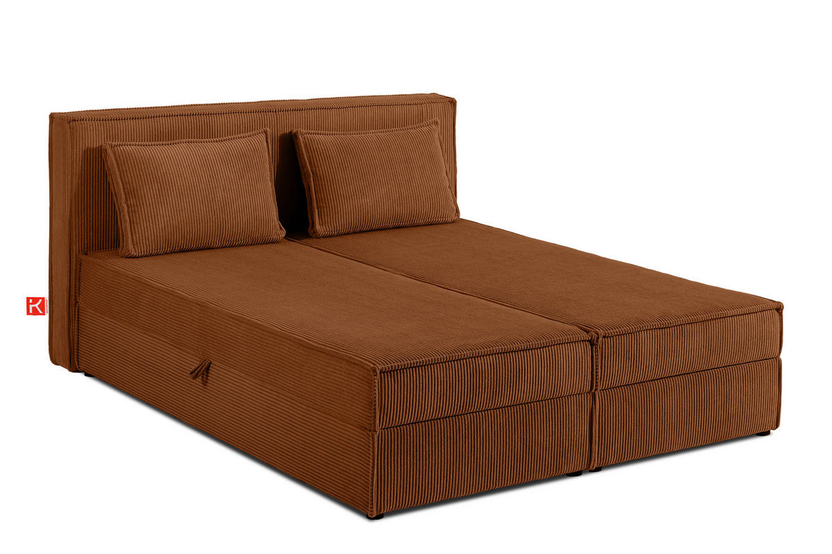 BOXSPRINGBETT ROTI mit Stauraum, orange - Schwarz/Orange, Holz/Holzwerkstoff (160/200cm) - KONSIMO®