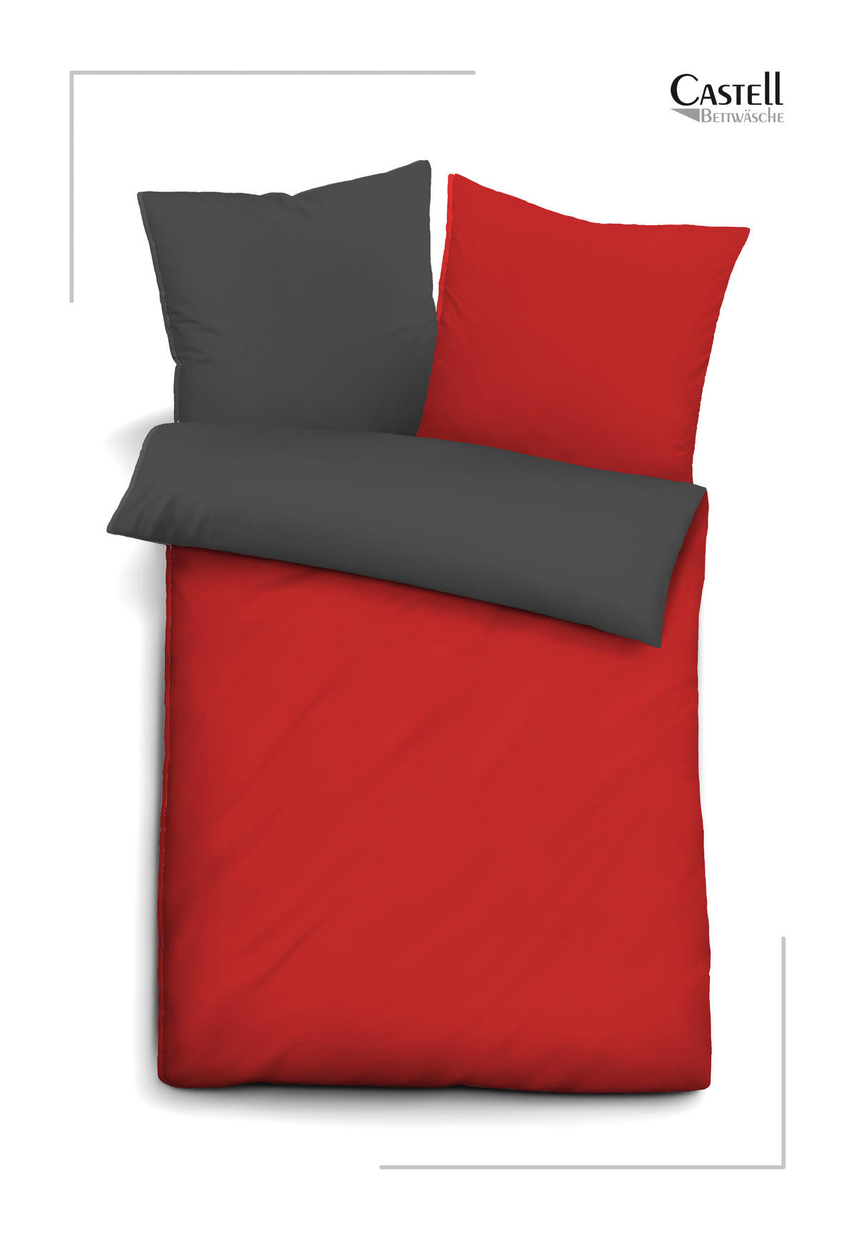 BETTWÄSCHE-GARNITUR Mikrofaser UNI rubin, 135x200 cm + 80x80 cm - Dunkelrot, Textil (135/200cm) - Castell