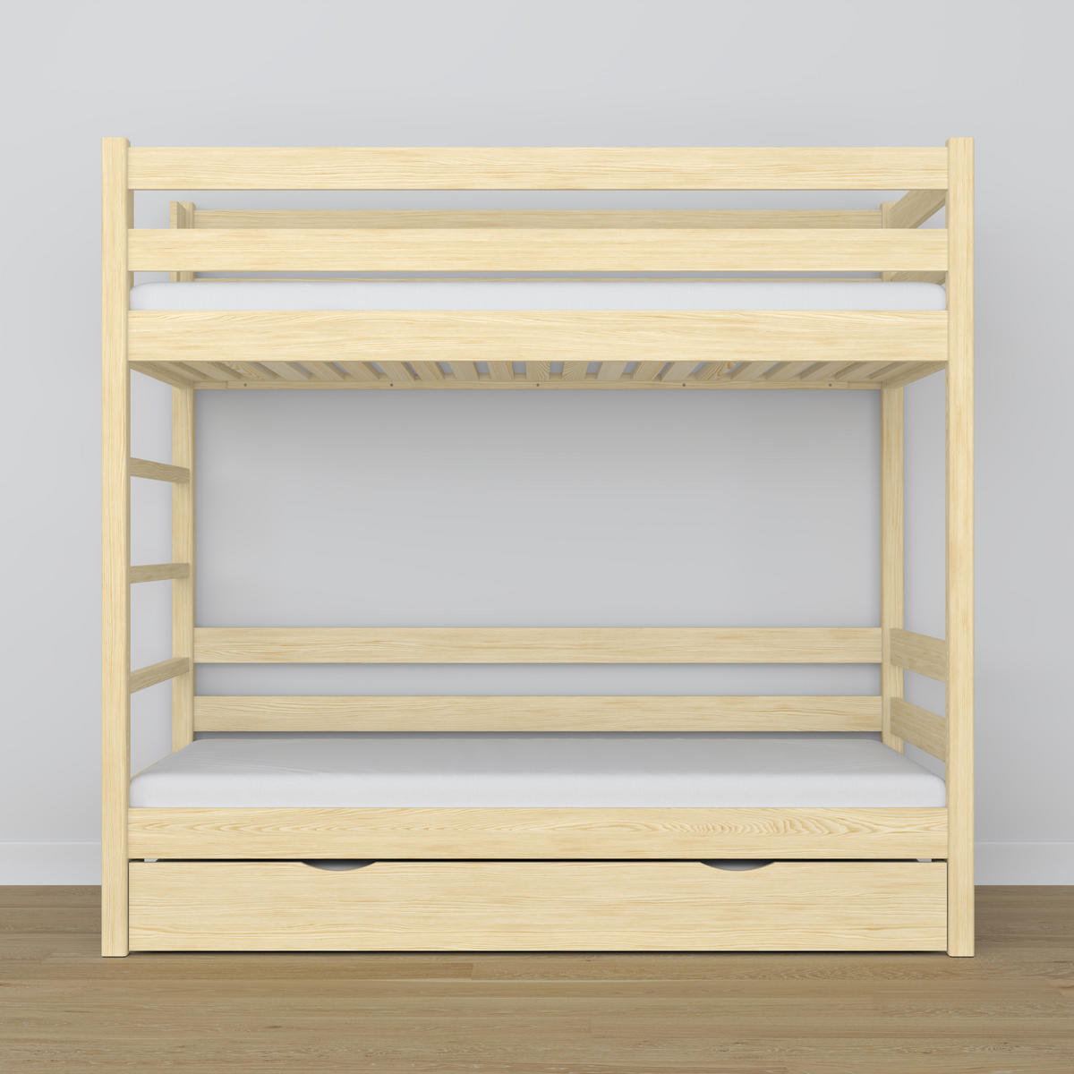 ETAGENBETT N03 mit Matratzenschublade Klare Kiefer 120/190 - Hellbraun/Braun, Naturmaterialien/Holz (120/190cm) - N-Wood
