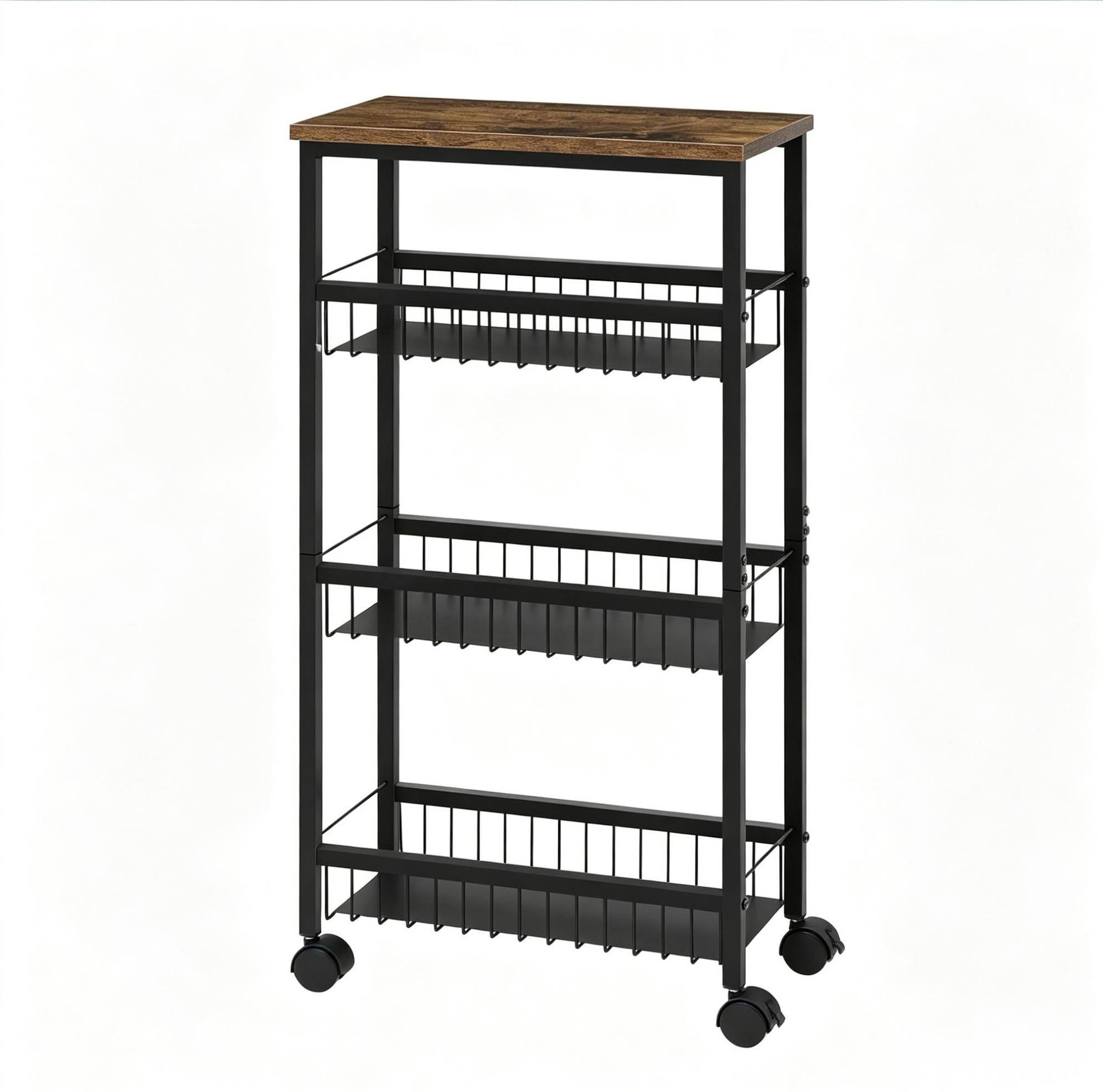 SERVIERWAGEN mit 4 Ebenen 40 x 87 x 20 cm Schwarz - Schwarz, Metall (20/87/40cm) - Beauniv