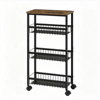 SERVIERWAGEN mit 4 Ebenen 40 x 87 x 20 cm Schwarz - Schwarz, Metall (20/87/40cm) - Beauniv