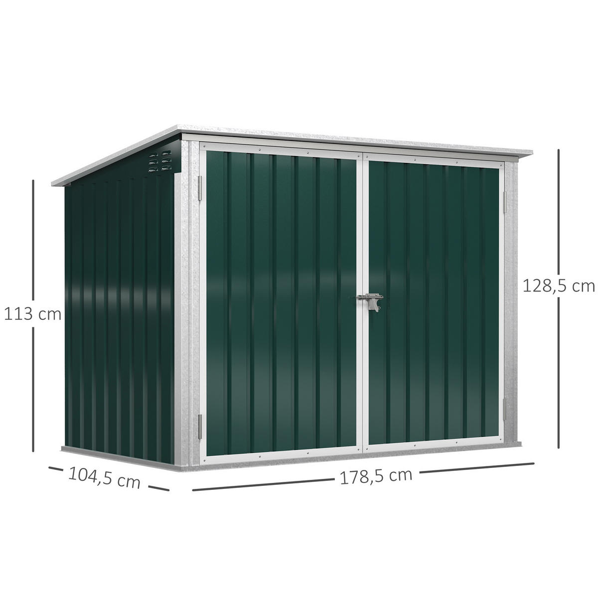 MÜLLTONNENBOX, abschließbar, für 2 Mülltonnen, Stahl, Grün - Grün, Metall (104.5/128.5/178.5cm) - Outsunny