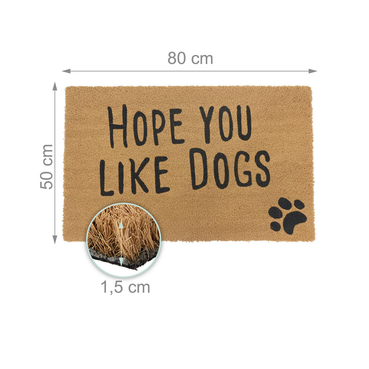 FUSSMATTE - Hellbraun, Kunststoff/Textil (80/50cm) - Relaxdays