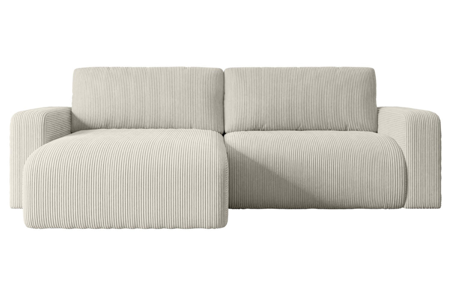 ECKSOFA mit Schlaffunktion und Bettkasten KLEEA-L - 247x143x83 cm Hellgrau Cord - Hellgrau/Schwarz, Holzwerkstoff/Kunststoff (247/143cm) - ALTDECOR