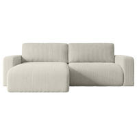 ECKSOFA mit Schlaffunktion und Bettkasten KLEEA-L - 247x143x83 cm Hellgrau Cord - Hellgrau/Schwarz, Holzwerkstoff/Kunststoff (247/143cm) - ALTDECOR