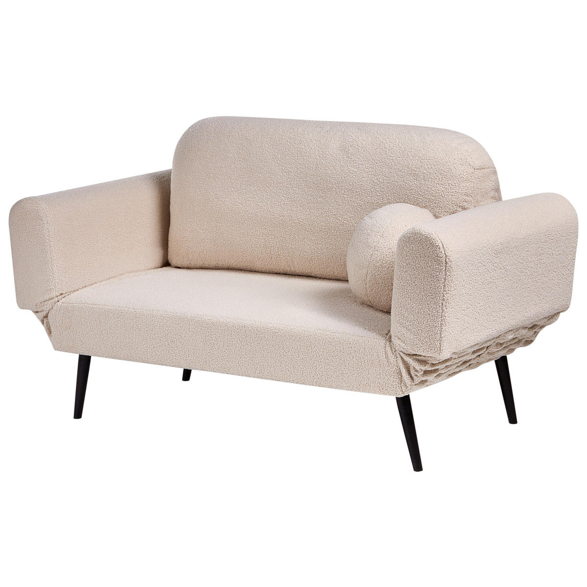 SCHLAFSOFA 2-Sitzer Bouclé Beige Dorotea - Beige/Schwarz, Textil (190/88/79cm) - Beliani