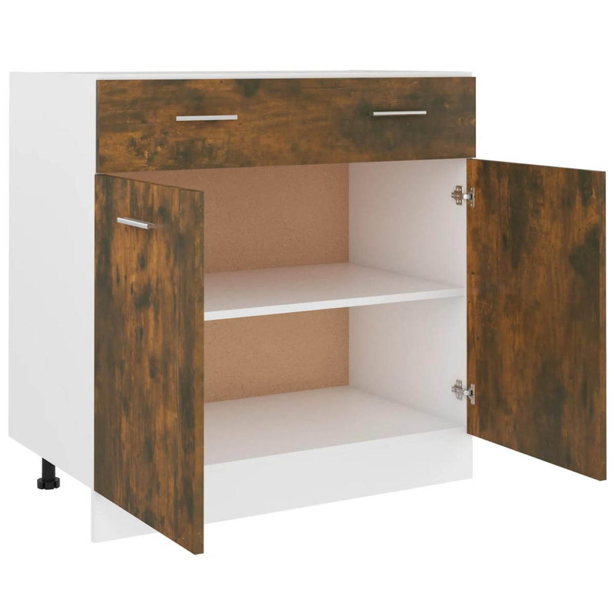 UNTERSCHRANK Mit Schublade Lyon Räuchereiche 80/46/81,5 Cm - Braun, Holz (80/81.5/46cm) - vidaXL