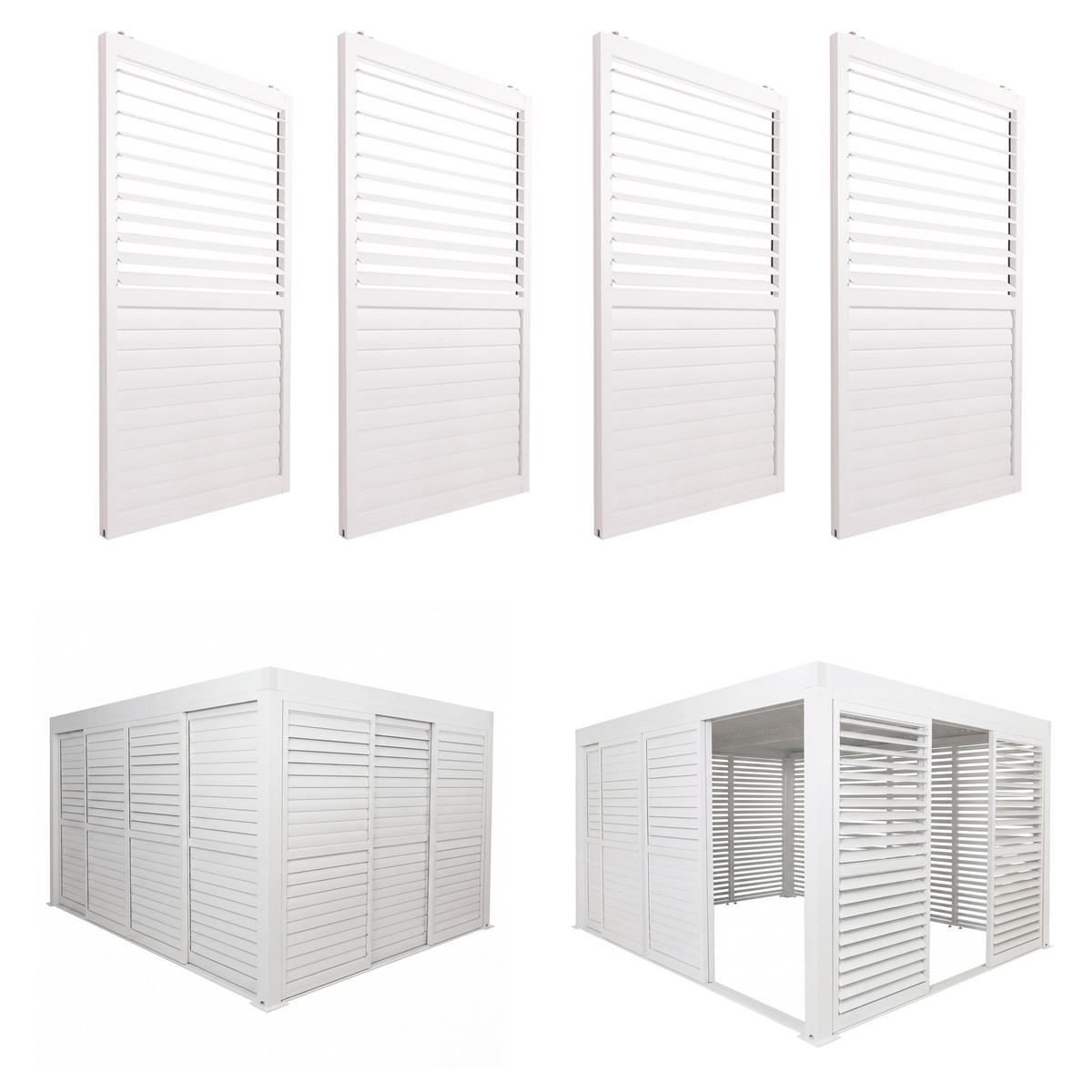 SCHIEBETÜR 4er-Set für Pergola 206x369cm Weiß - Weiß, Metall (369/206/10.5cm) - BERLINLODGE