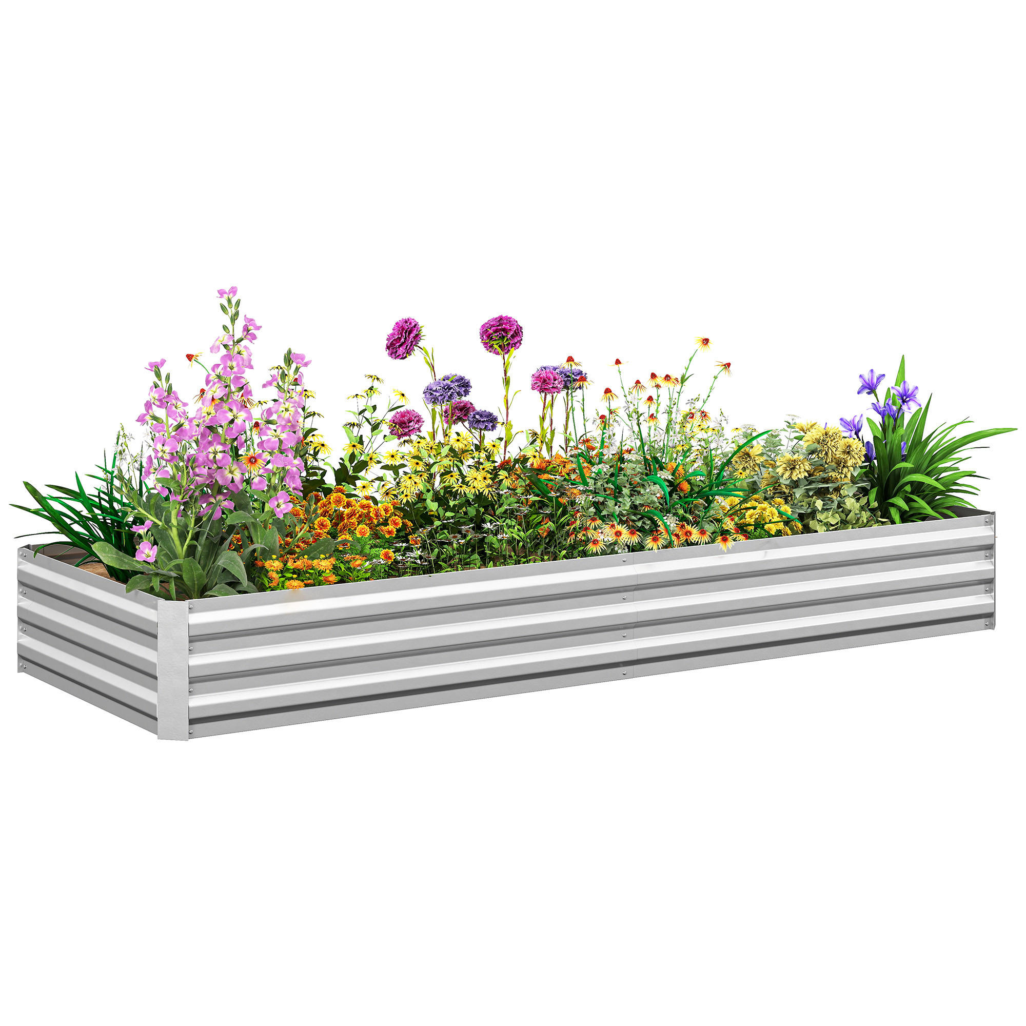 HOCHBEET DE-12239 rechteckig 241/90/30 cm aus Wellblech Silber - Silberfarben, Metall (241/30/905cm) - ComfortXL
