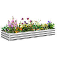 HOCHBEET DE-12239 rechteckig 241/90/30 cm aus Wellblech Silber - Silberfarben, Metall (241/30/905cm) - ComfortXL